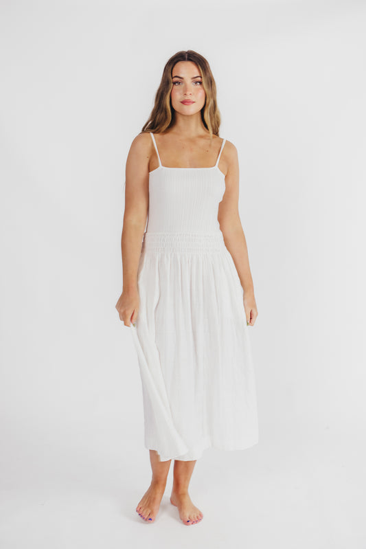 Naida Knit Tank Maxi Dress in Off-White