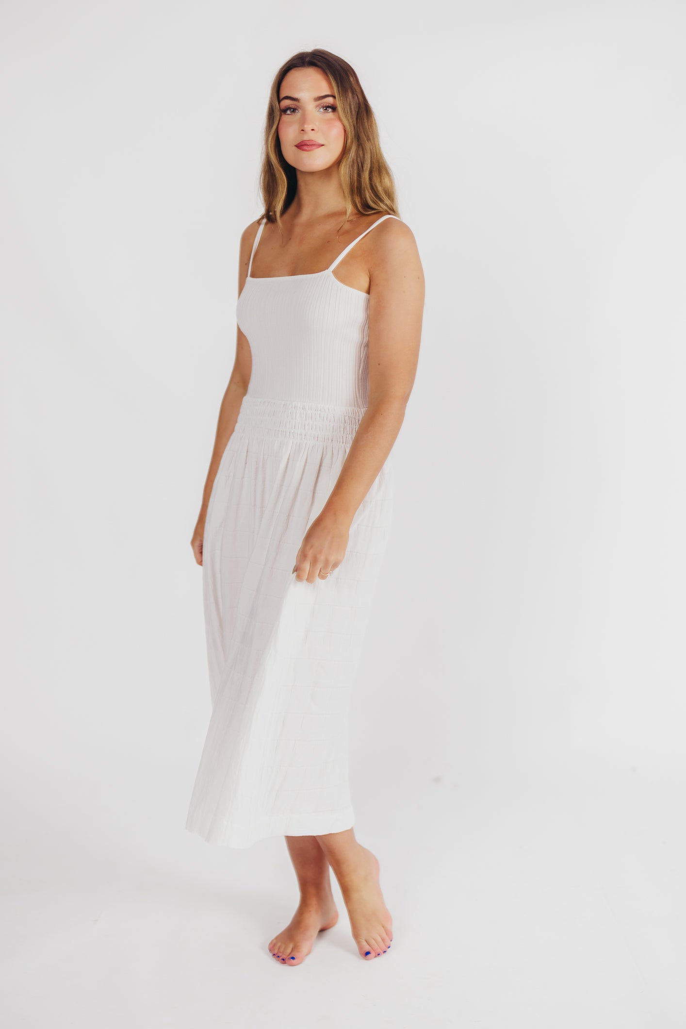 Nadia Knit Tank Maxi Dress in Off-White