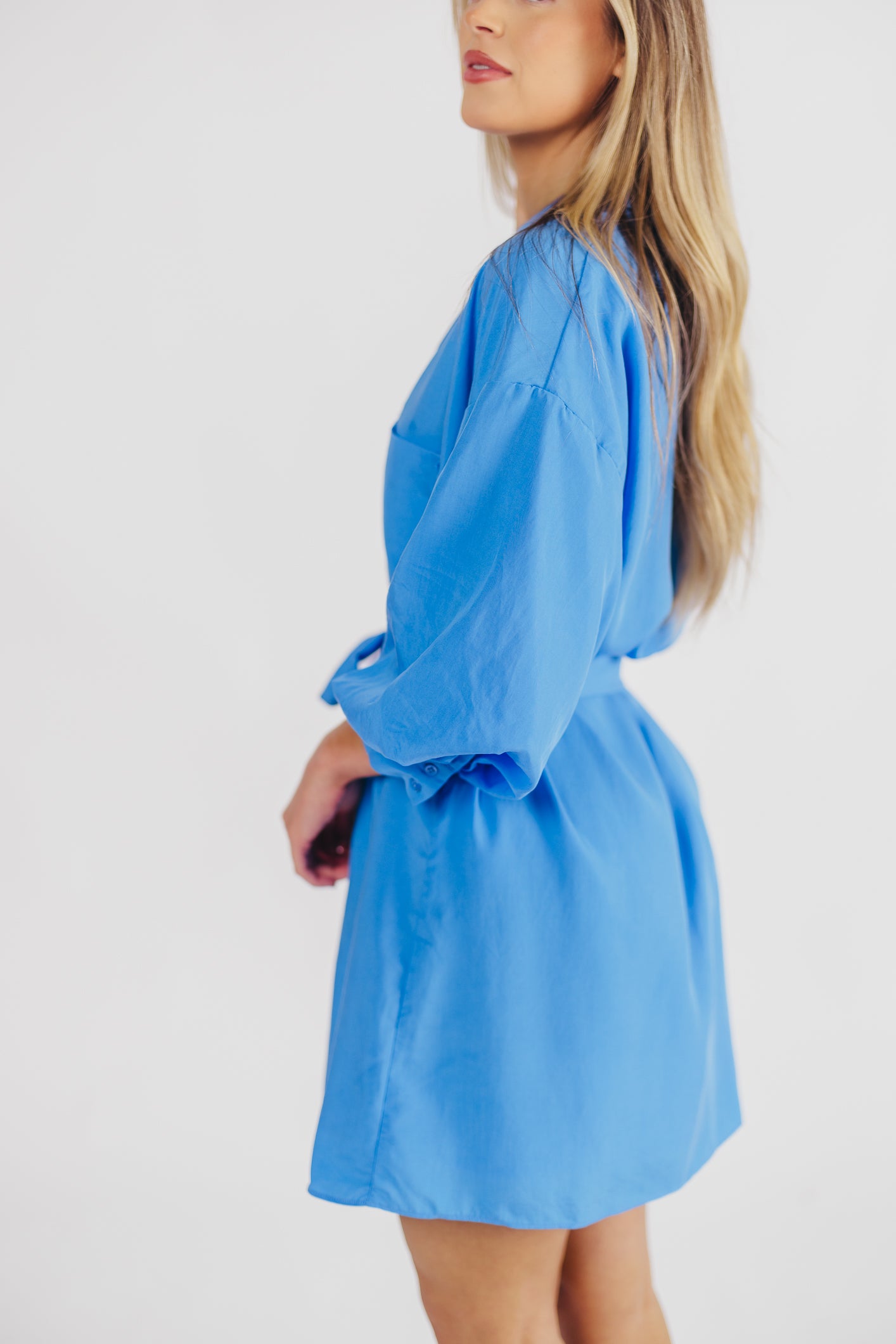 Lawson Blouson-Sleeve Mini Dress in Blue