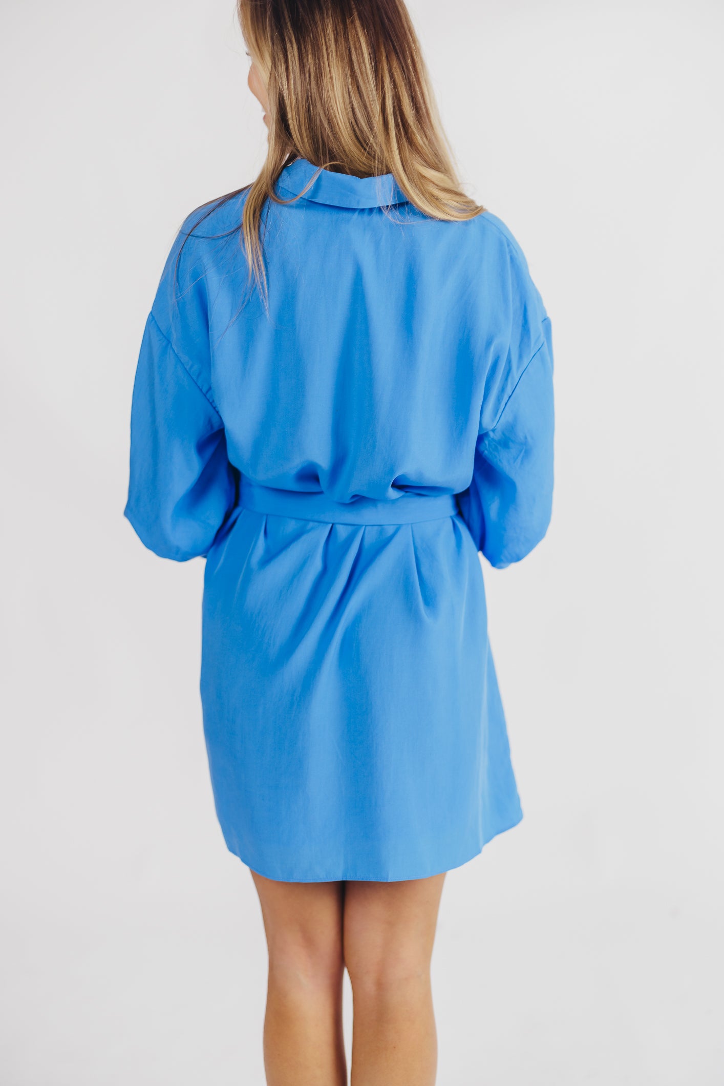 Lawson Blouson-Sleeve Mini Dress in Blue