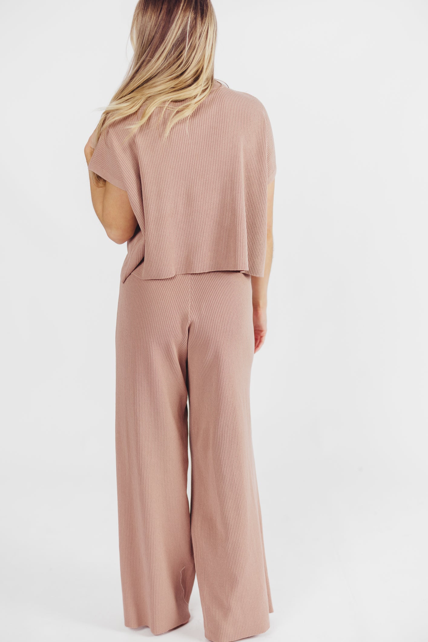 Tripp Knit Top and Pants Set in Chocolate