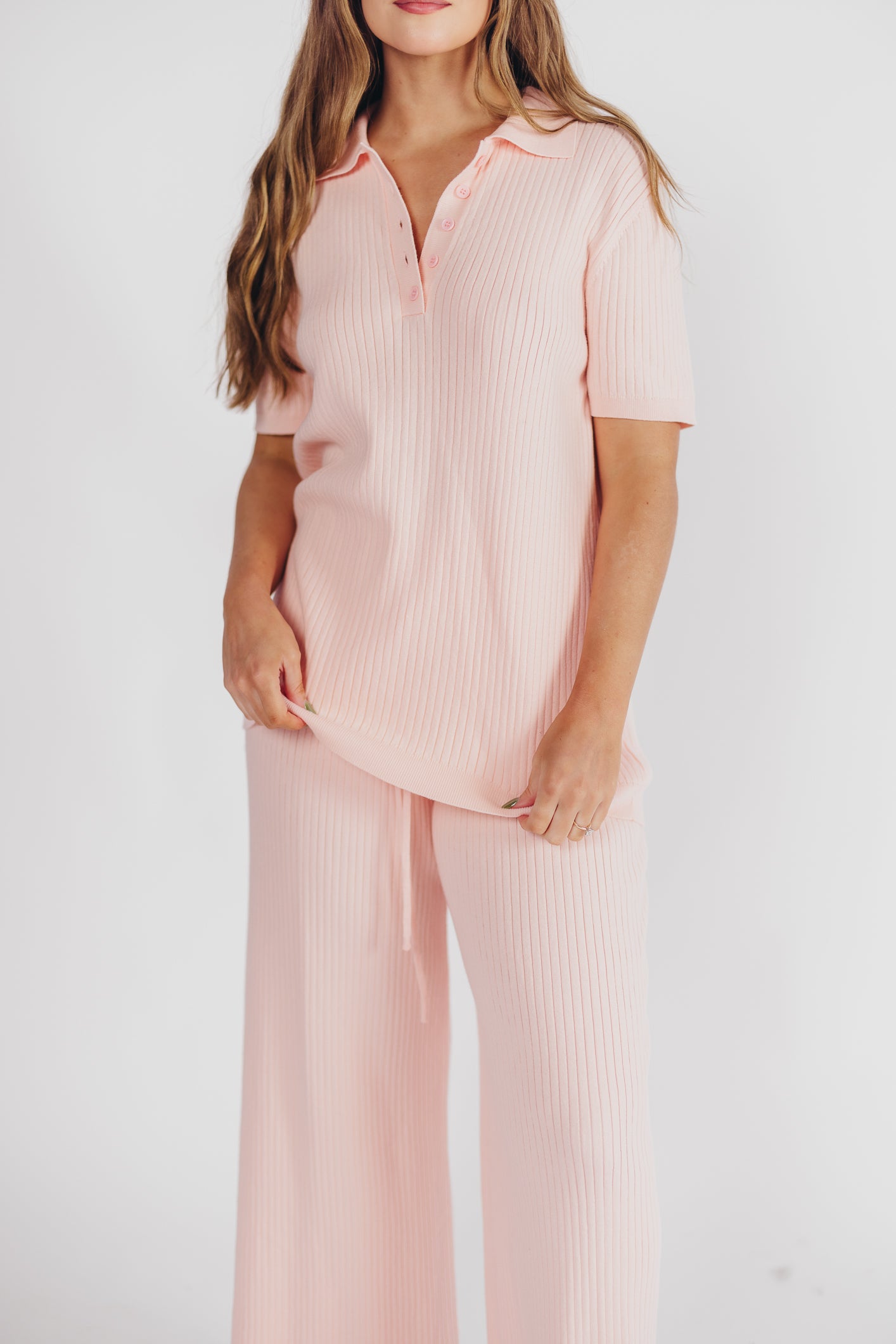 Rue 100% Cotton Wide Leg Pants in Soft Pink