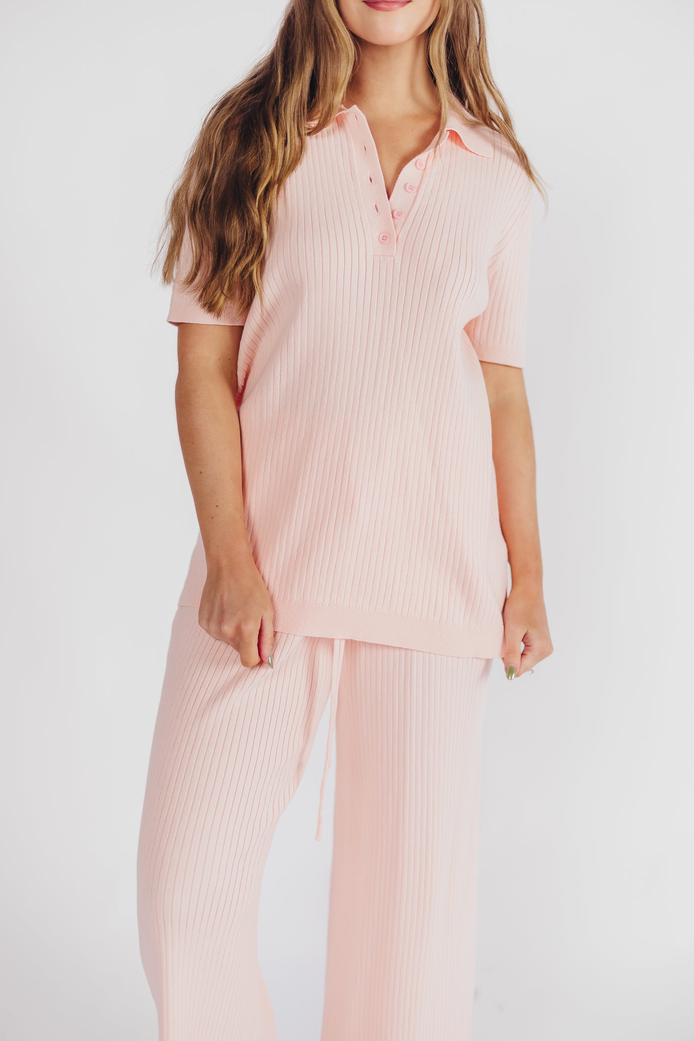 Petra Collared Top in Soft Pink
