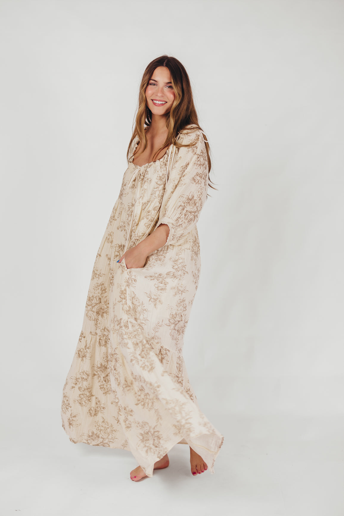 Cara 100% Cotton Maxi Dress in Brown Floral (Restocking End of Sept) –  Worth Collective