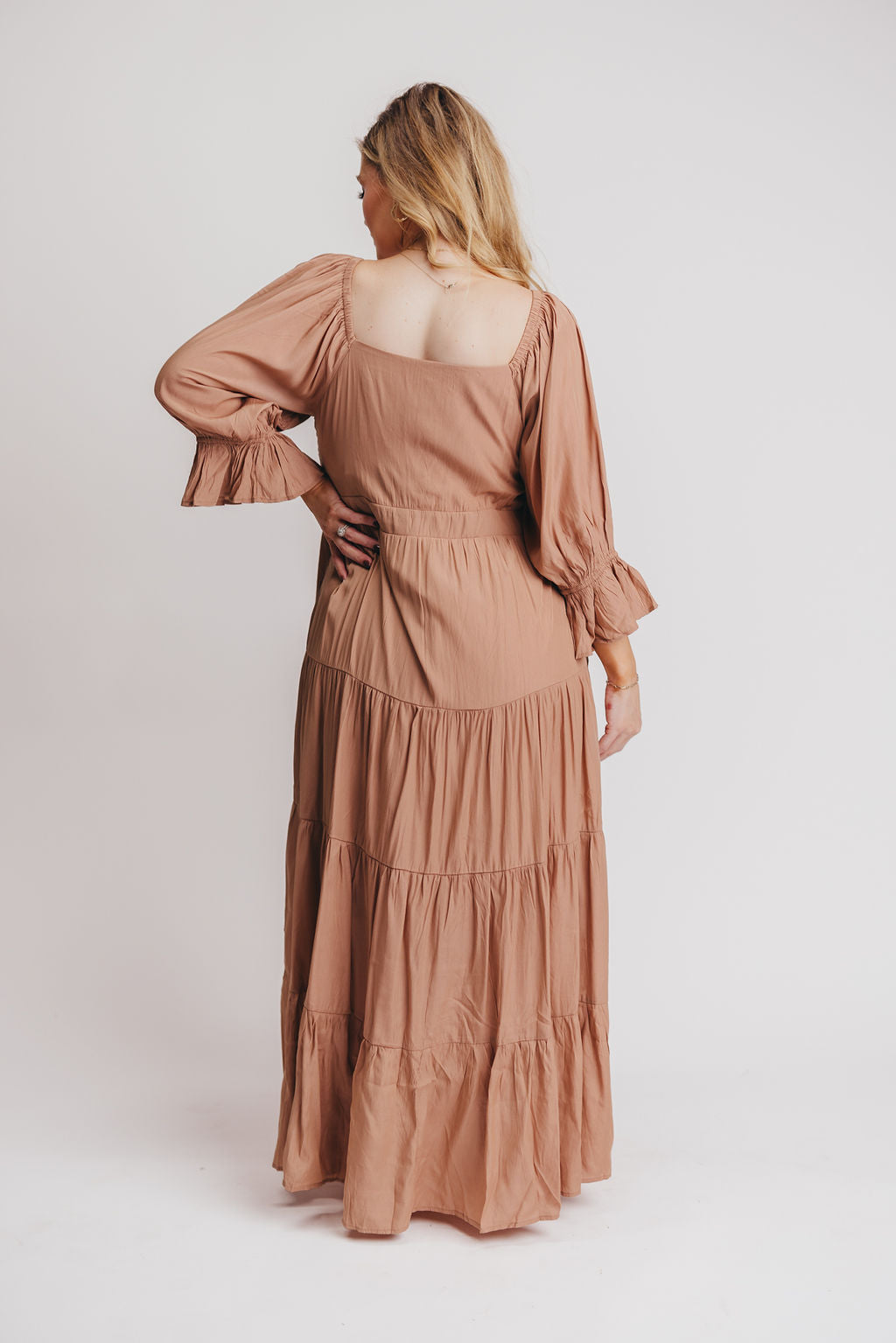Enya Button Front Maxi Dress in Clay - Maternity and Nursing Friendly