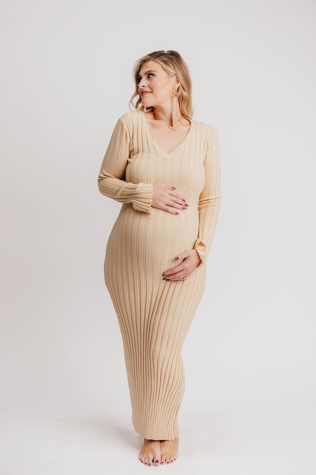 Olivia Ribbed Knit Maxi in Neutral (S-XL) - Bump Friendly - Worth Collective EXCLUSIVE!