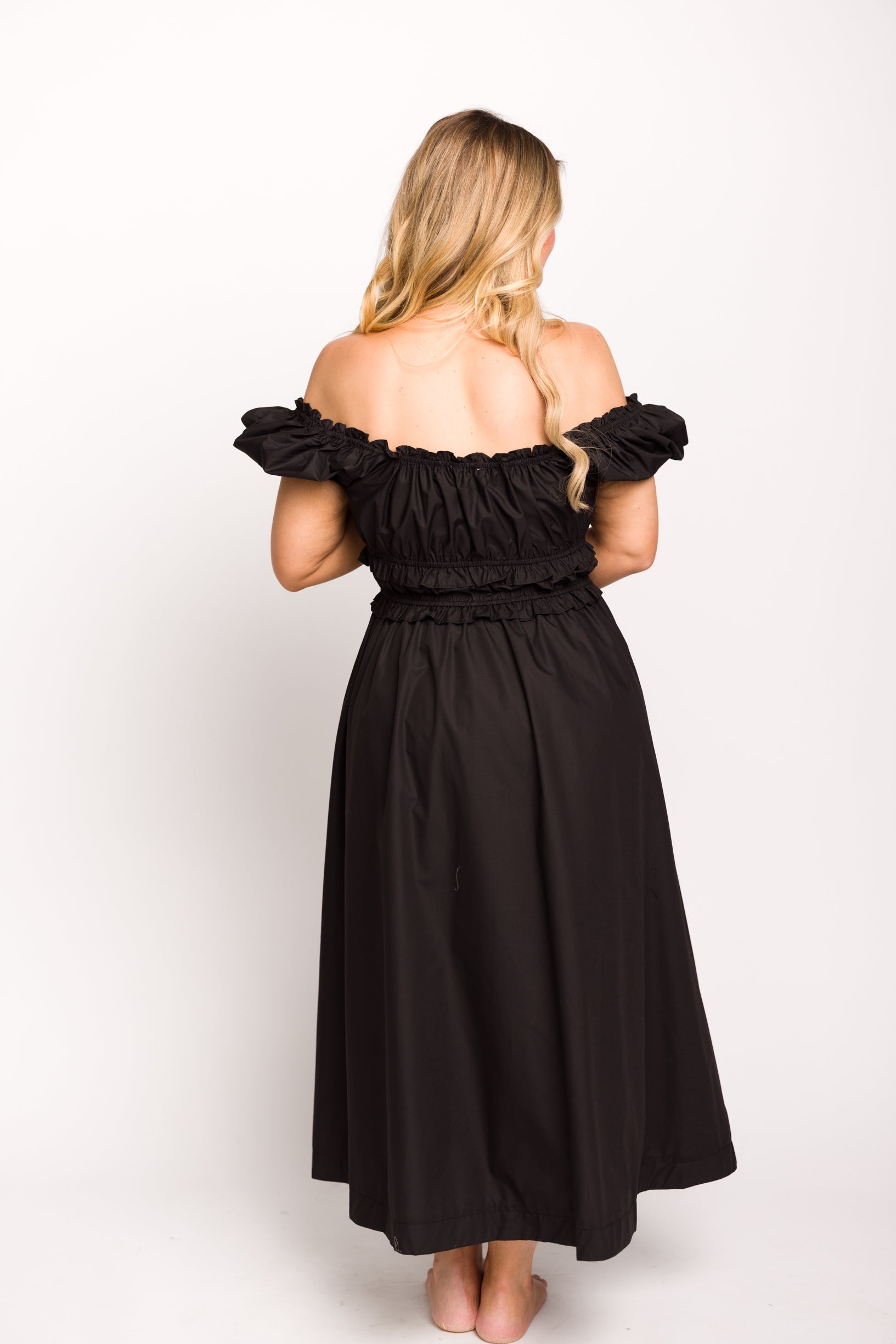 Cotton black midi dress best sale