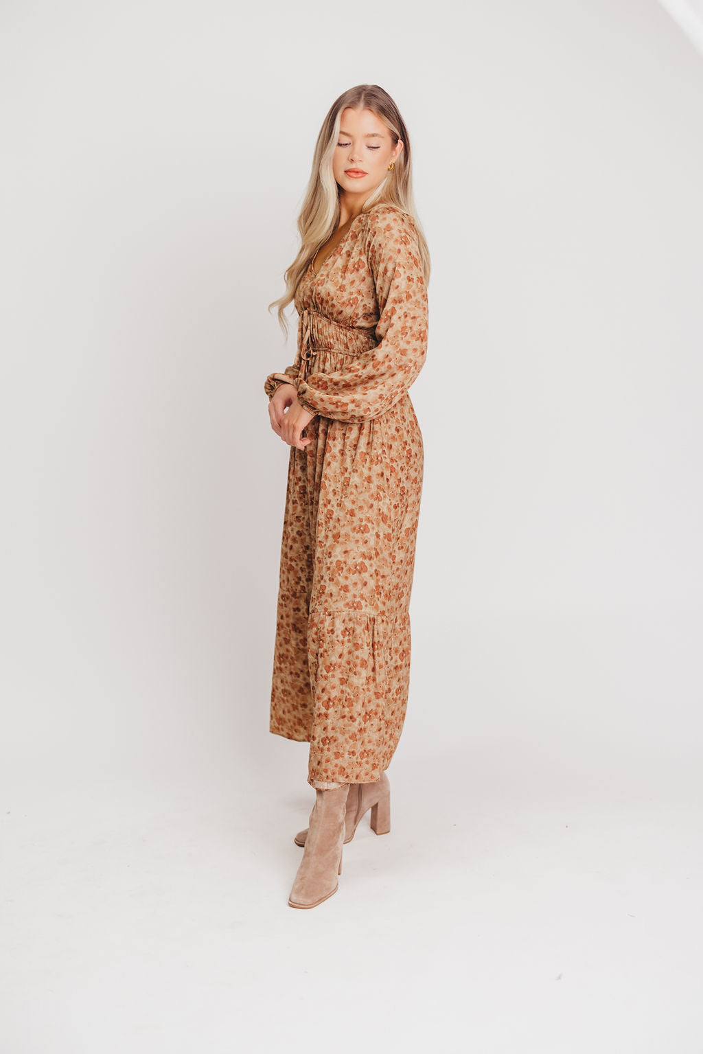 Taylor Tiered Maxi Dress in Sepia Floral - Bump Friendly