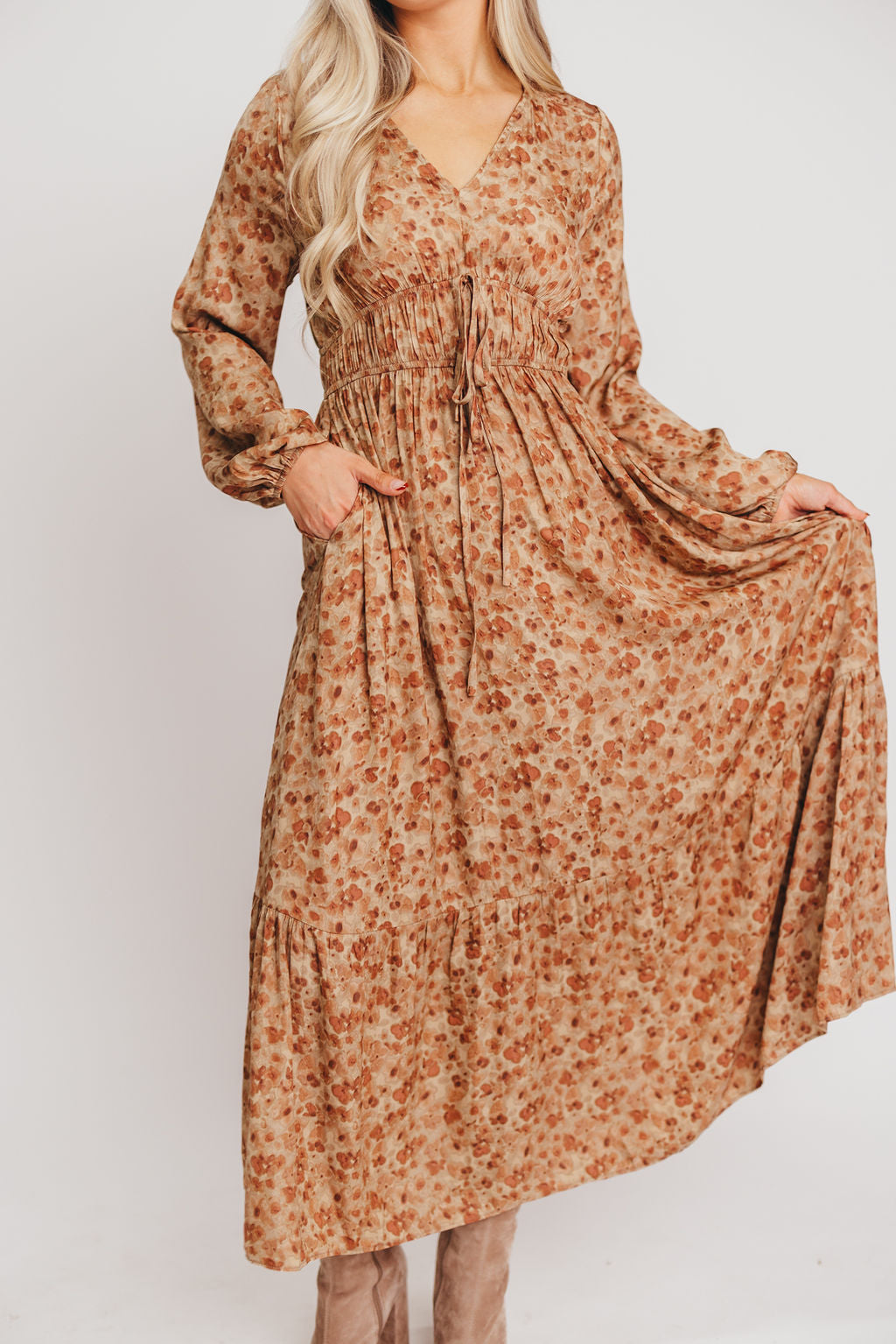 Taylor Tiered Maxi Dress in Sepia Floral - Bump Friendly
