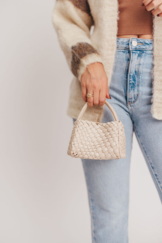 Hollace Mini Tote Toy in Woven Cream