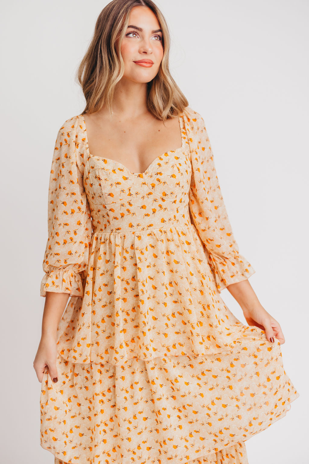 Apricot ditsy outlet floral dress