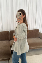 Annabelle Relaxed Shawl Collar Open Front Cardigan in Birch, full length