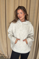 Tilly Oversized Chunky Hooded Sweater in Oatmeal, close view