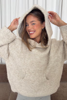 Tilly Oversized Chunky Hooded Sweater in Oatmeal, studio view