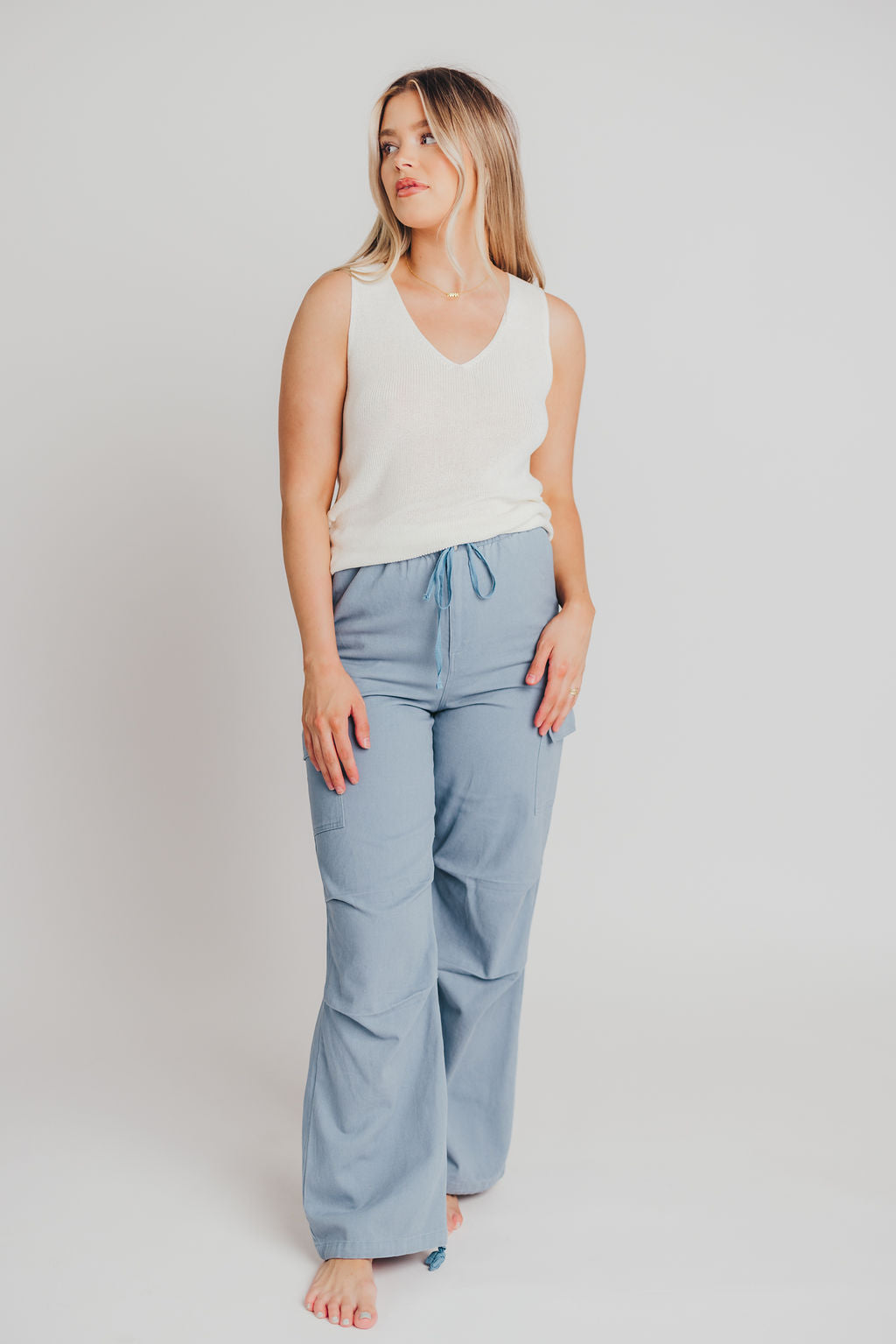 Aphra Cargo Pants in Dusty Blue