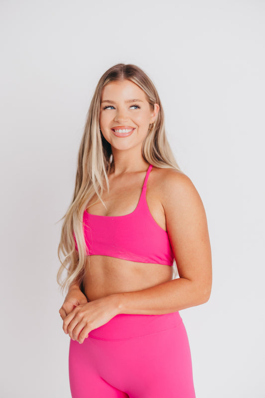 Worth the Label Cross Back Sports Bra in Pink