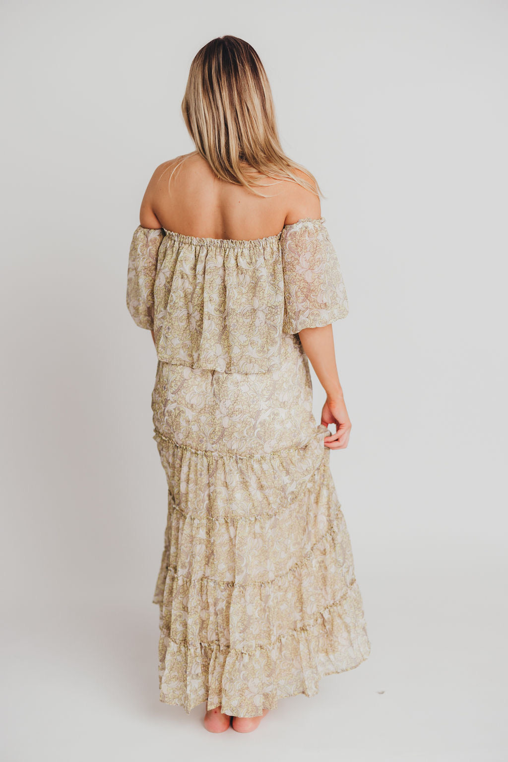 White boho off on sale the shoulder maxi dress