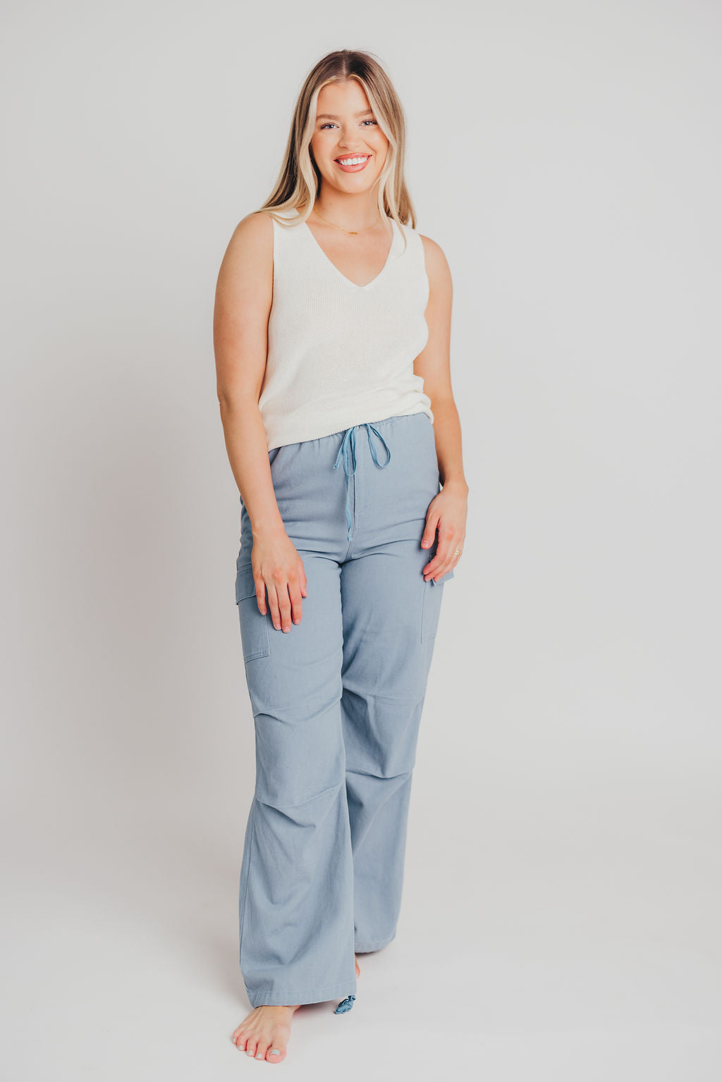 Aphra Cargo Pants in Dusty Blue