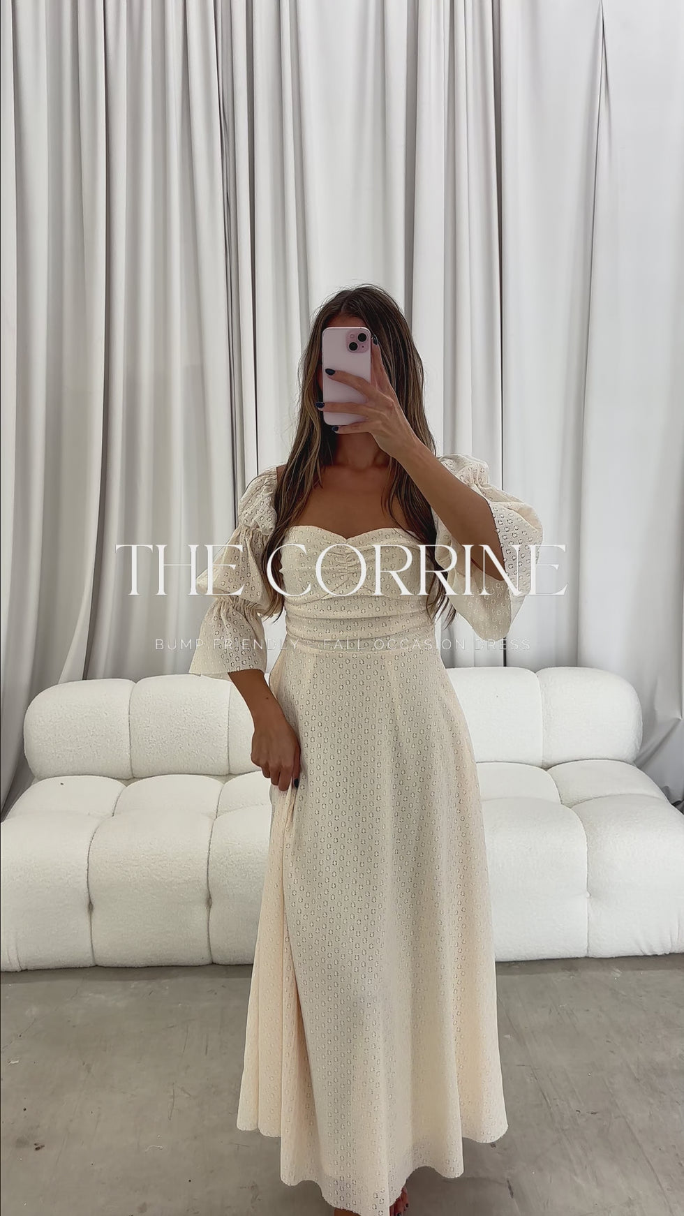 Corrine Tiered Sleeve Maxi Dress in Ivory Cream