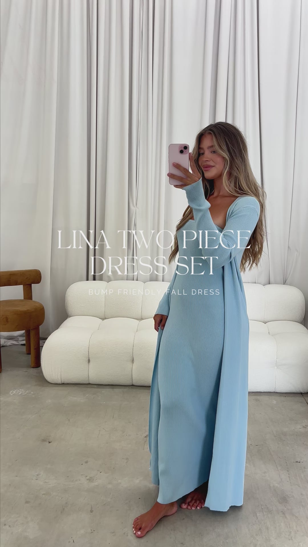 Lina Two Piece Dress Set in Dusty Blue - Bump Friendly – Worth