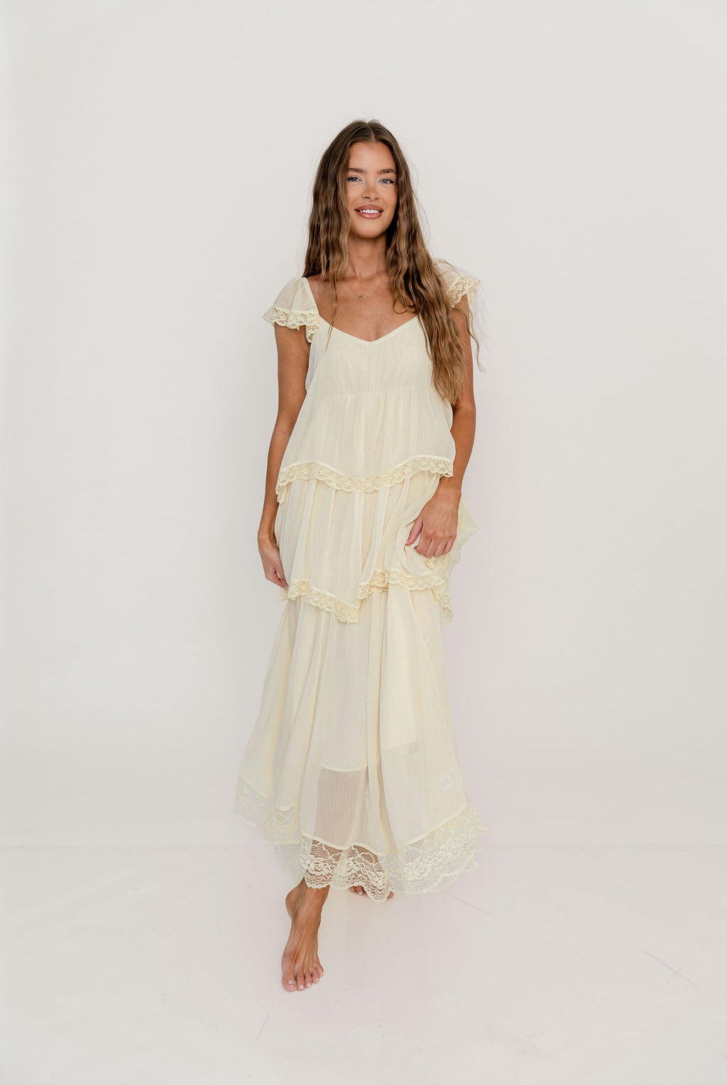 dress with long flared sleeves Long Off Shoulder A-line Floral White Wedding Dress with Bell Sleeves FancyVestido