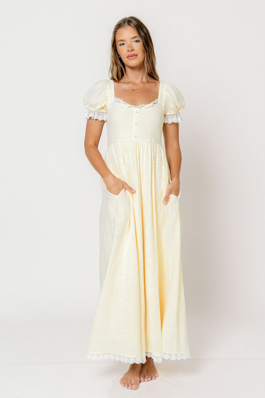 Porter 100% Cotton Maxi Dress in Butter Yellow *6/30 PRE-ORDER* Worth Collective Porter 100% Cotton Maxi Dress in Butter Yellow *6/30 PRE-ORDER* Worth Collective