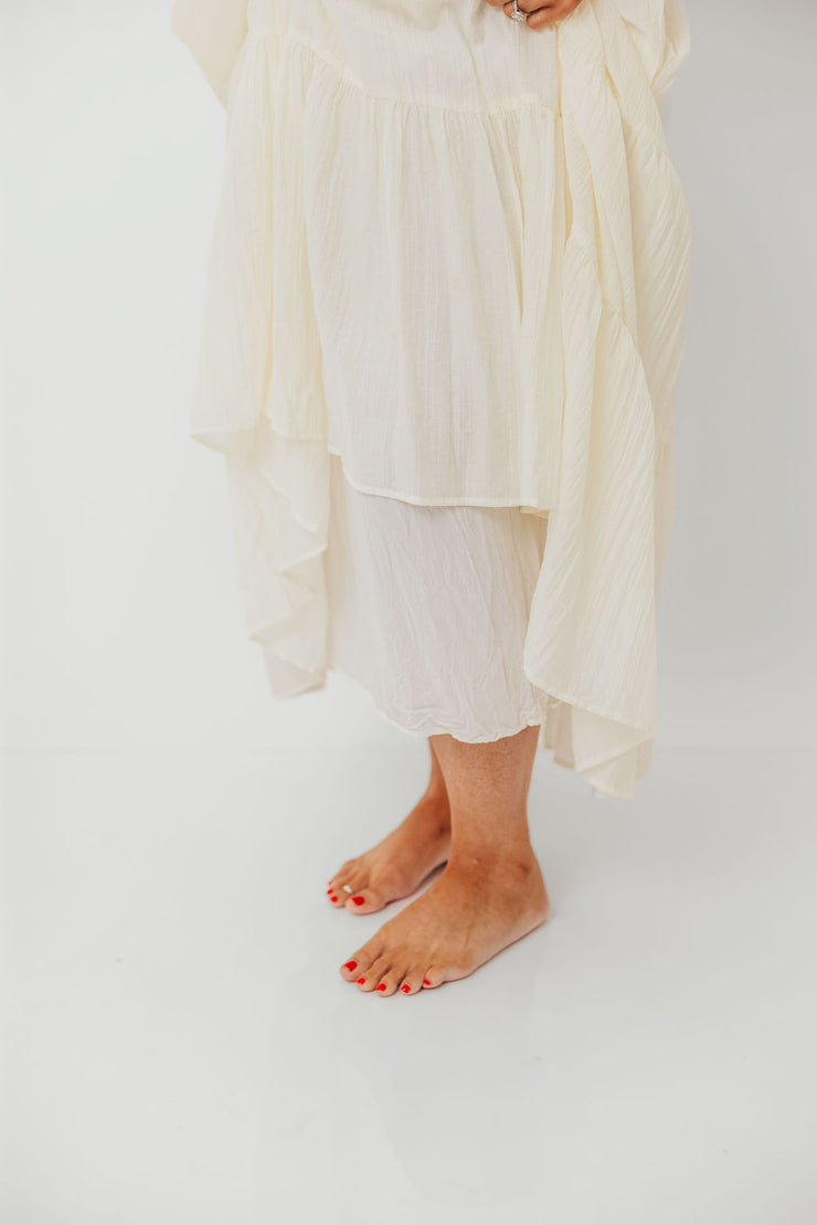 Katy Pleated Bodice Maxi Dress in Lemon - Bump Friendly