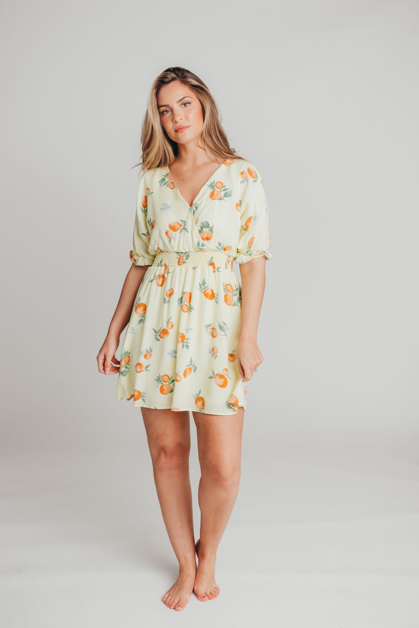 Celine Surplice Mini Dress in Lemon
