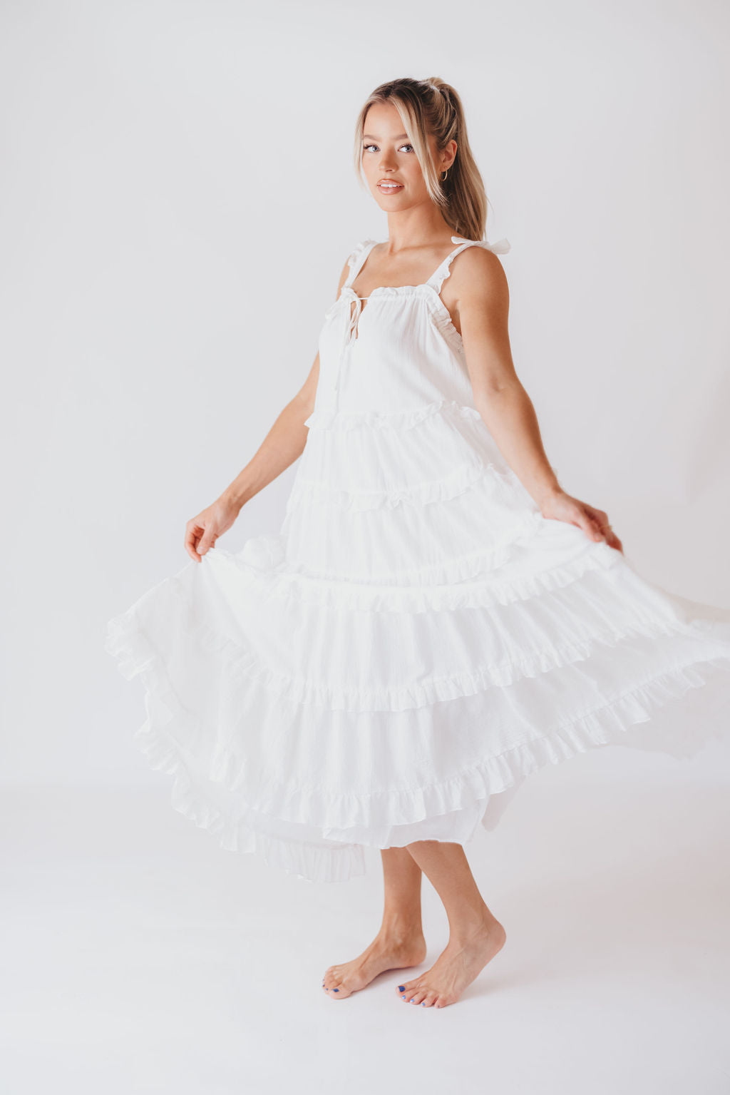 Swan Lake 100% Cotton Maxi Dress in Off-White - Bump Friendly