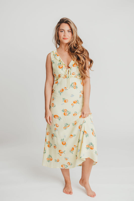 Celine Ruffle Midi Dress in Lemon