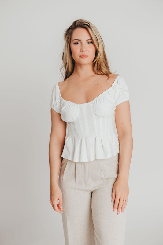 Ebbe Off-Shoulder Peasant Blouse in Off White