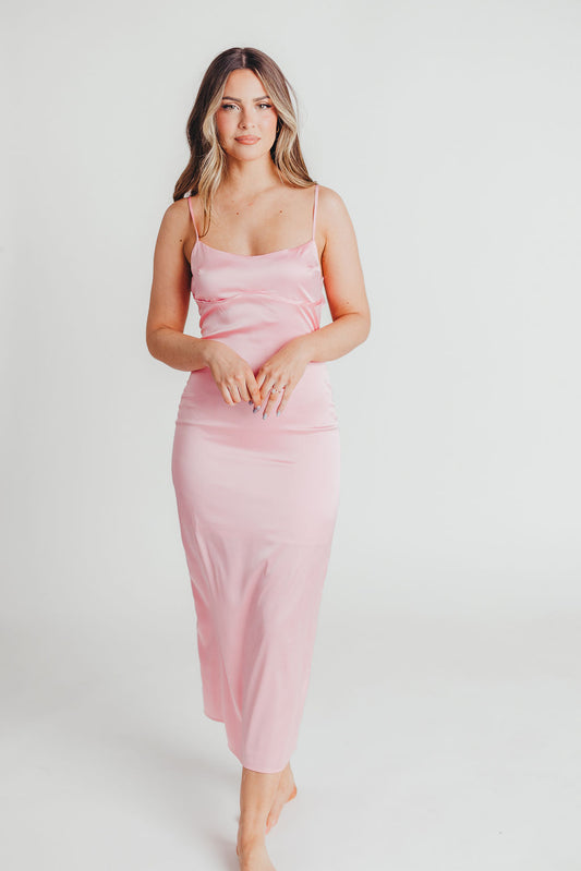 Audrey Underbust Detail Midi Dress in Pink