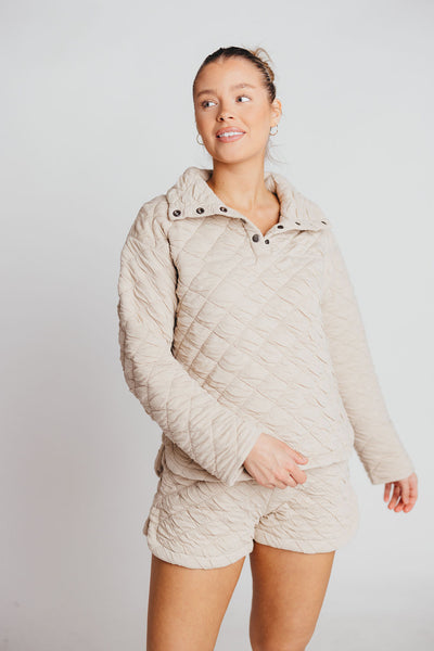 Luxe Athleisure Quarter Zip, Beige