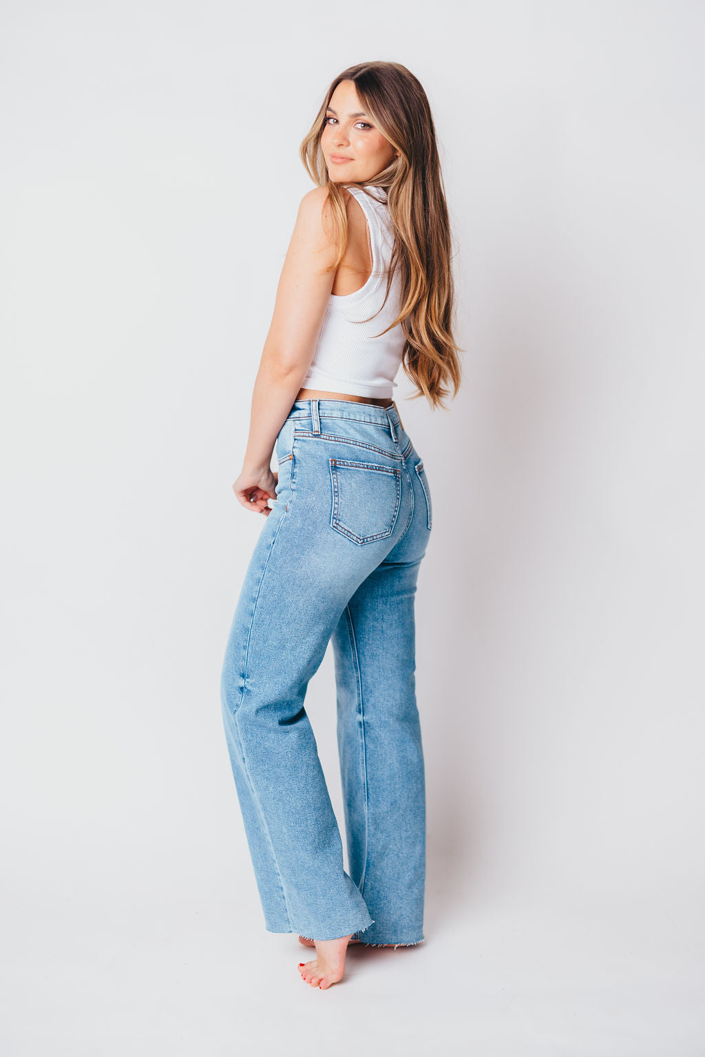 Brit High Rise Denim With Scissor Cut Hem