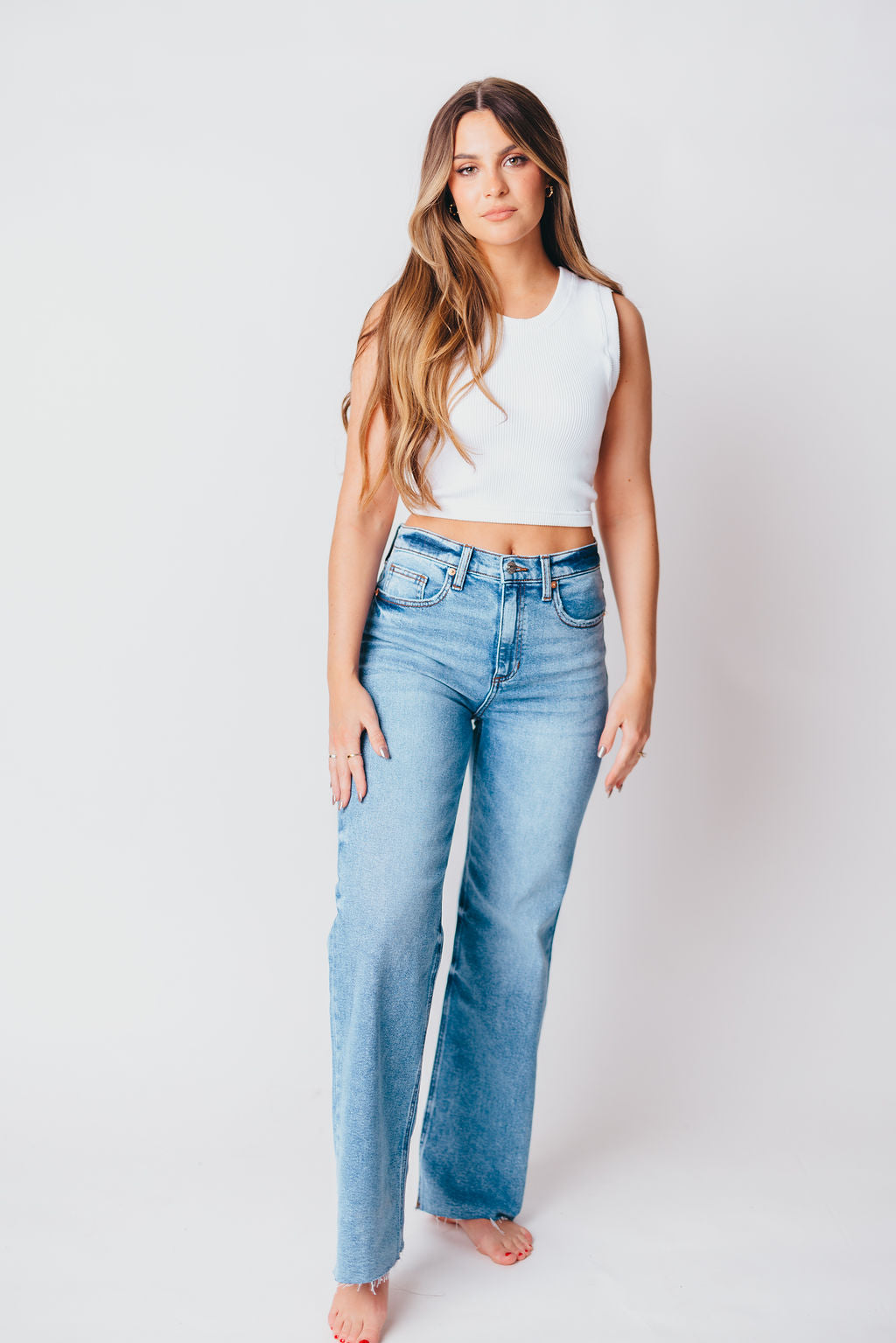 Brit High Rise Denim With Scissor Cut Hem