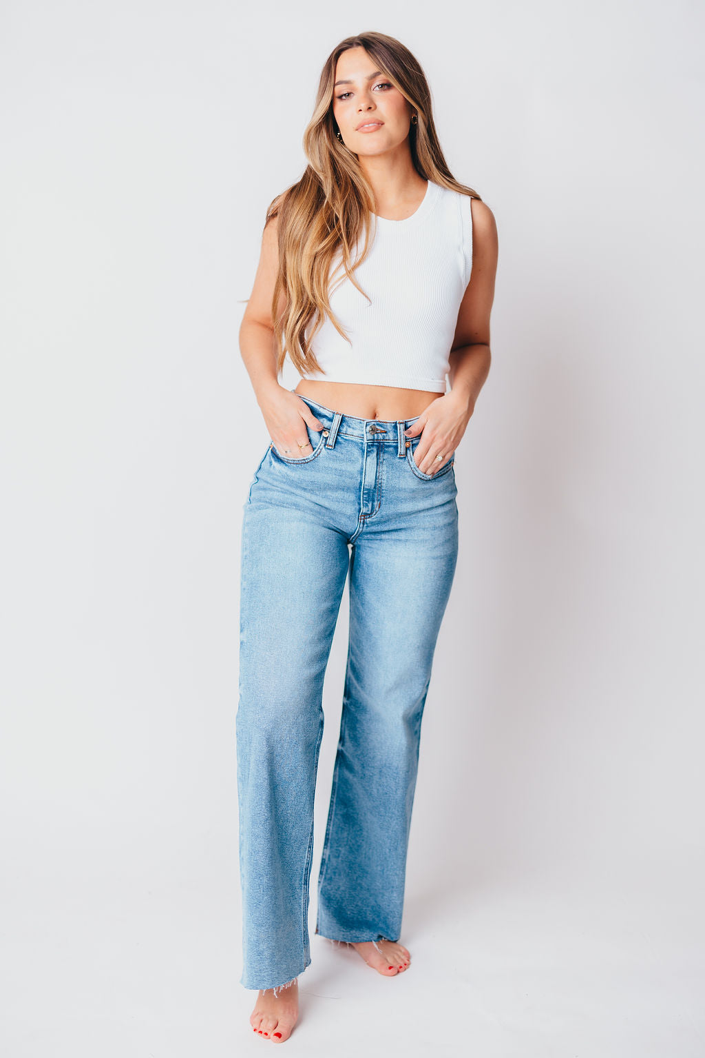 Brit High Rise Denim With Scissor Cut Hem