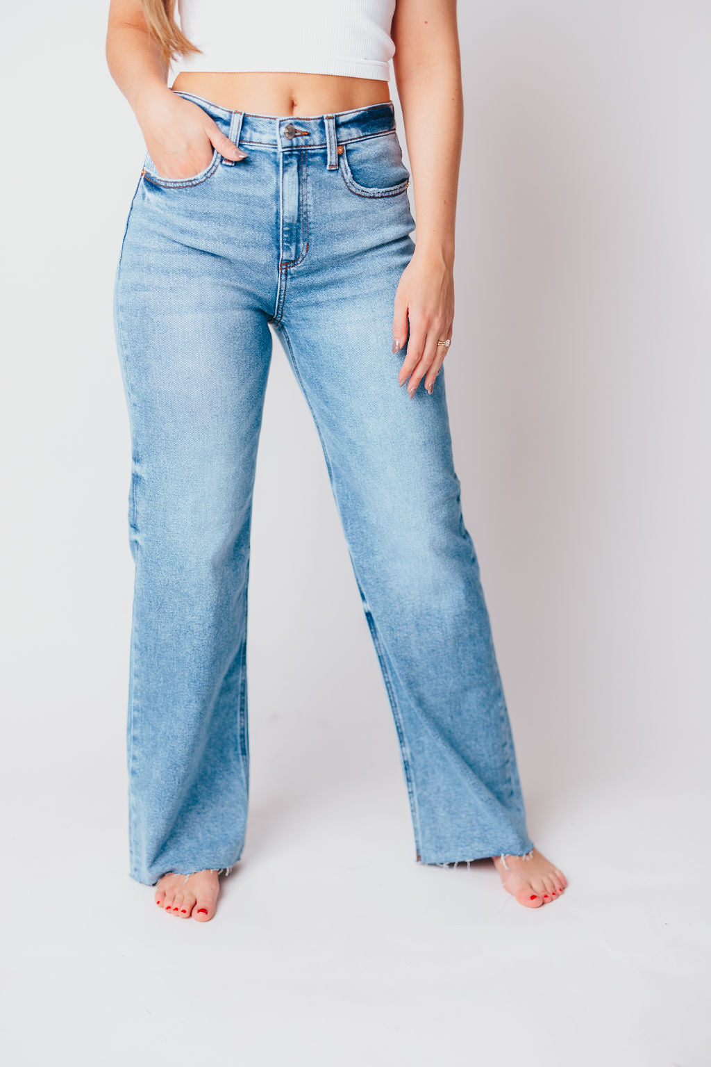 Brit High Rise Denim With Scissor Cut Hem