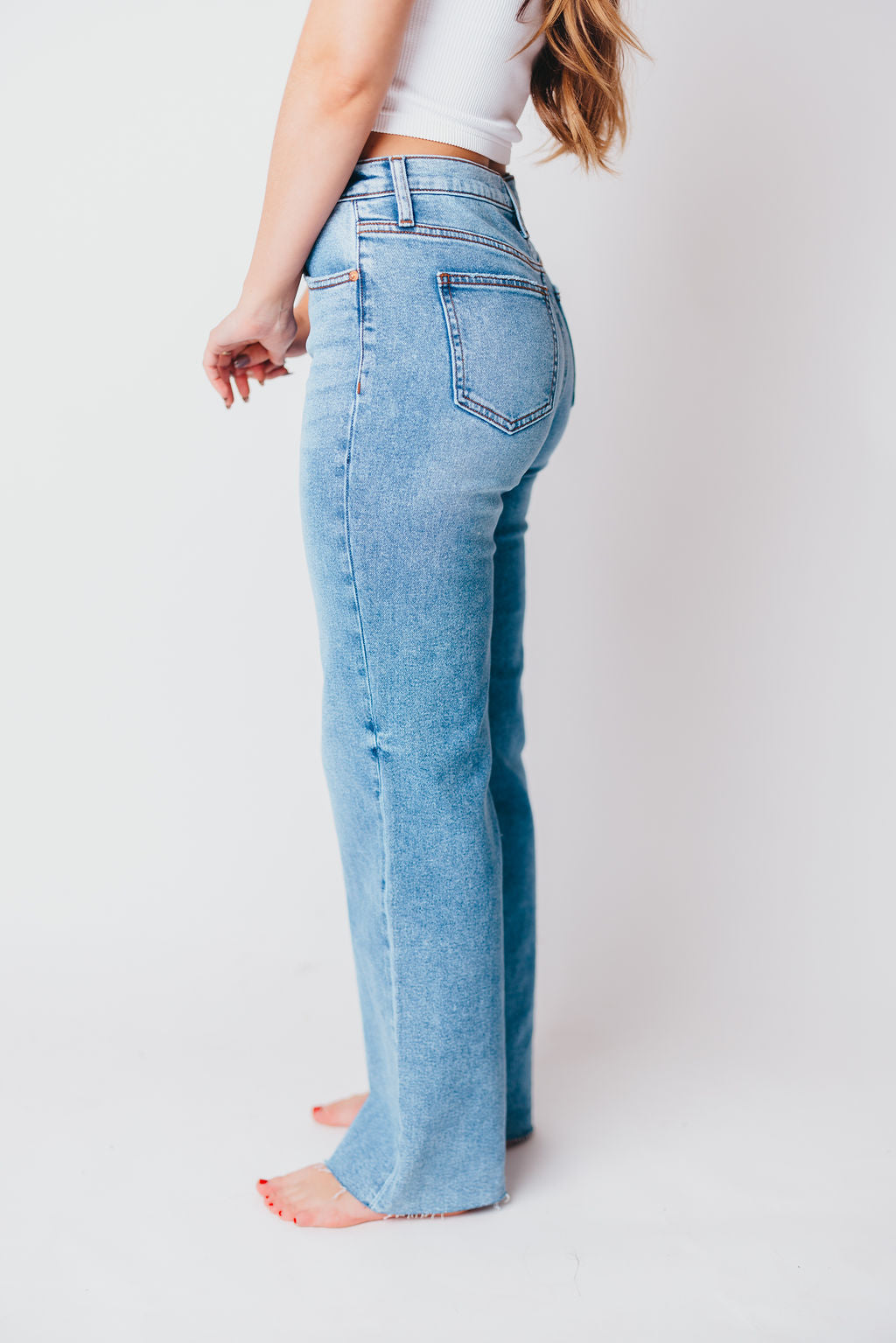 Brit High Rise Denim With Scissor Cut Hem