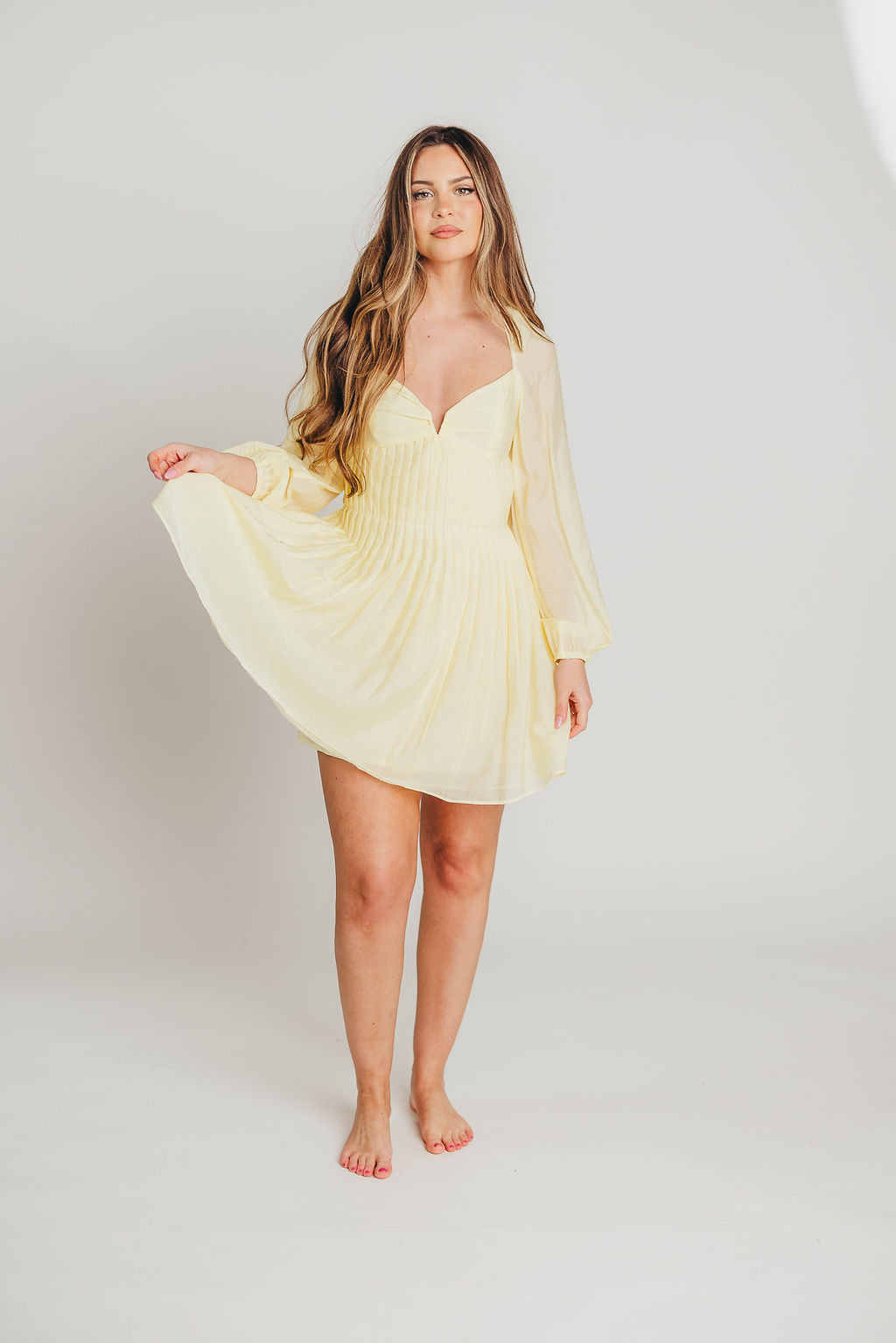 Carina Open Back Mini Dress in Butter