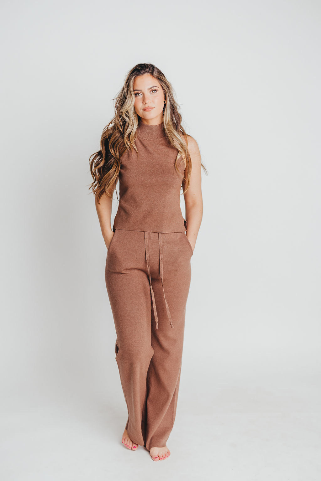 Mavis Demi-Turtleneck Knit Top in Brown