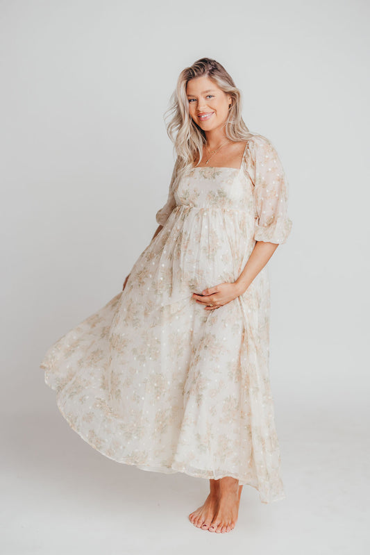 Blush Floral Cold Shoulder Maternity Dress – HotMommyAndMe